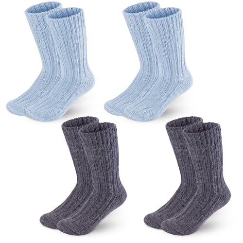 HENRY BRUBAKER Alpaka Socken - 4 Paar warme Alpakasocken - Wollsocken aus Alpakawolle - Thermo Wintersocken - Kuschelsocken für Damen und Herren - Stricksocken für Kalte Tage - Blau - 39-42 von HENRY BRUBAKER
