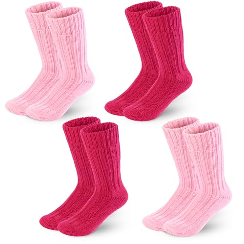HENRY BRUBAKER Alpaka Socken - 4 Paar warme Alpakasocken - Wollsocken aus Alpakawolle - Wintersocken Kuschelsocken für Damen und Herren - Stricksocken für Kalte Tage - Pink Rosa - 39-42 von HENRY BRUBAKER