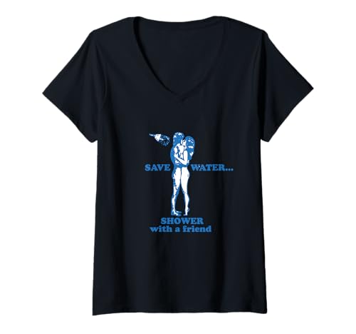 Damen Save water shower with a friend T-Shirt mit V-Ausschnitt Damen Save water shower with a friend T-Shirt mit V-Ausschnitt von HENRY MARTY