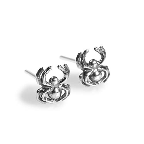 Sterling Silber Spinne Ohrstecker Insekt Ohrringe Minimal Ohrringe Halloween Schmuck Goth Ohrringe, Silber von HENRYKA