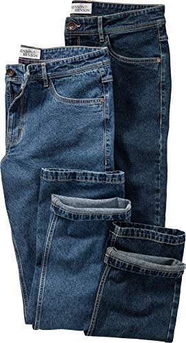 HENSON&HENSON Herren Jeans 2er Set, Doppelpack Stretch-Jeans mit bequemen Komfortbund, 2x Herren Jeans Regular-Fit, Blau, Gr. 29 von HENSON&HENSON