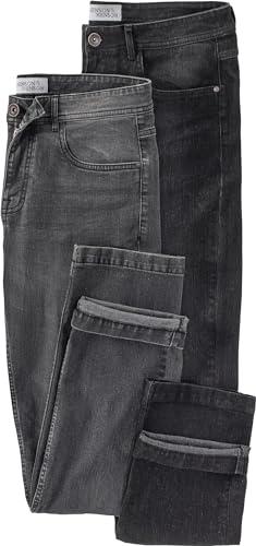 HENSON & HENSON Jeans Herren im 2er Set, Doppelpack Stretch-Jeans mit bequemen Komfortbund, 2X Herren Jeans Regular-Fit, Schwarz-Grau, Gr. 54 von HENSON&HENSON