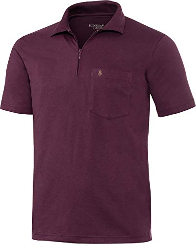 Henson & Henson Herren Poloshirt Kurzarm mit Zipper in Bordeaux, sportliches Polohemd aus weichem Jersey, Kurzarm-Polo in gerader Schnittform, Gr. 48-60 von HENSON&HENSON