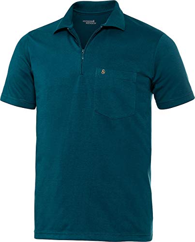 Henson & Henson Herren Poloshirt Kurzarm mit Zipper in Petrol, sportliches Polohemd aus weichem Jersey, Kurzarm-Polo in gerader Schnittform, Gr. 48-60 von HENSON&HENSON