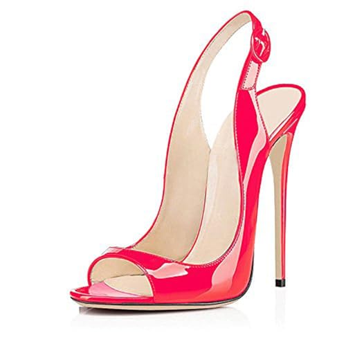 HENXUE Damen-Sandalen, Fischmaul-Farbverlauf, Flache Mund-Stiletto-Damenschuhe, Damen-Peep-Toe-Slingback-Sandalen Mit Hohem Absatz, Partykleid,004,40 von HENXUE