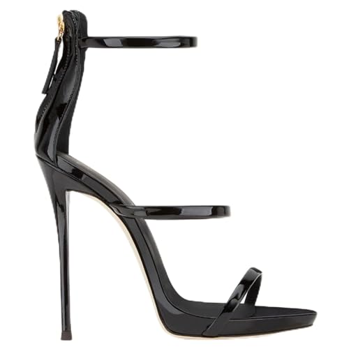 HENXUE Damen-Sandalen, High Heels, Stilettos, Offene Zehen, Knöchelriemen, Sexy, Bequeme Abendschuhe, Hochzeit, Brautpumps, Sandalen, 12 Cm,004,36 von HENXUE