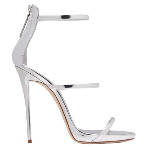 HENXUE Damen-Sandalen, High Heels, Stilettos, Offene Zehen, Knöchelriemen, Sexy, Bequeme Abendschuhe, Hochzeit, Brautpumps, Sandalen, 12 Cm,006,36 von HENXUE