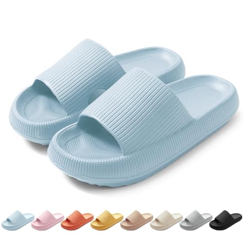 HEOAARG Badelatschen Herren Damen Original Badeschuhe Wolke Badeschlappen Rutschfest Schlappen Wolkenschuhe Weich Cozislides Slippers Flip Flops Innen & Außen，Blau，40-41 EU von HEOAARG