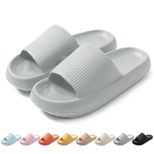 HEOAARG Badelatschen Herren Damen Original Badeschuhe Wolke Badeschlappen Rutschfest Schlappen Wolkenschuhe Weich Cozislides Slippers Flip Flops Innen & Außen，Grau，40-41 EU von HEOAARG