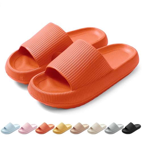 HEOAARG Badelatschen Herren Damen Original Badeschuhe Wolke Badeschlappen Rutschfest Schlappen Wolkenschuhe Weich Cozislides Slippers Flip Flops Innen & Außen，Orange，38-39 EU von HEOAARG