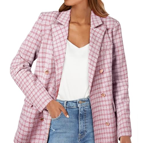 HEONSATI Blazer Damen Elegant Casual Langarm Kostüme Und Blazers Vorne Offener Anzugjacke Slim Fit Arbeitsjacke Casual Kurzblazer Trenchcoat Business Jacket Longblazer Für Hochzeit Und Party von HEONSATI