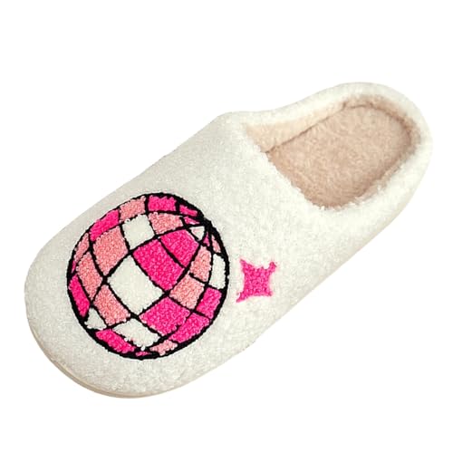 HEONSATI Filzpantoffeln Herren, Flauschiges Kunstalpaka Pantoffeln Trendiger Leichte rutschfeste Pantoffeln Lustig Print Urlaub Slipper Gemütlich Weiches Plüsch Schuh Plus Samt Retro Plüschhausschuh von HEONSATI