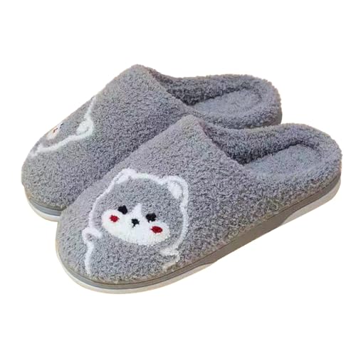 HEONSATI Filzpantoffeln Herren, Gemütlich Weiches Pantoffeln Trendiger Plus Samt Retro Plüschhausschuh Memoryschaum Urlaub Slipper Lustig Print Plüsch Schuh Leichte rutschfeste Pantoffeln von HEONSATI