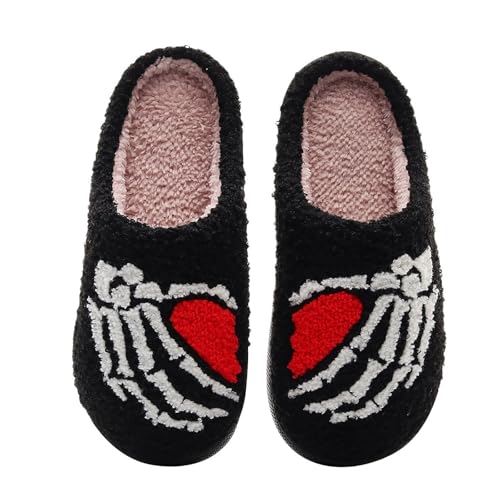 HEONSATI Hausschuhe Damen Winter, Gemütlich Weiches Pantoffeln Trendiger Leichte rutschfeste Pantoffeln Niedliche Flauschige Plüsch Schuh Memoryschaum Urlaub Slipper Plus Samt Retro Plüschhausschuh von HEONSATI