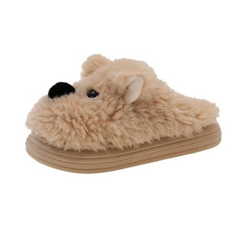HEONSATI Hausschuhe Damen Winter, Lustig Print Pantoffeln Trendiger Plus Samt Retro Plüschhausschuh Winter Warme Plüsch Schuh Memoryschaum Urlaub Slipper Indoor Outdoor Weicherpantoffeln von HEONSATI