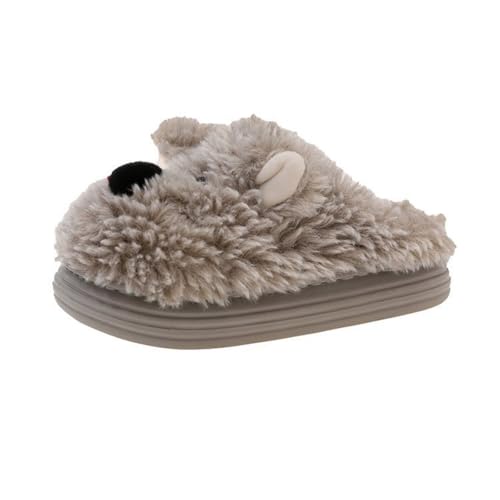 HEONSATI Hausschuhe Damen Winter, Lustig Print Pantoffeln Trendiger Plus Samt Retro Plüschhausschuh Winter Warme Plüsch Schuh Memoryschaum Urlaub Slipper Indoor Outdoor Weicherpantoffeln von HEONSATI