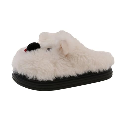 HEONSATI Hausschuhe Damen Winter, Lustig Print Pantoffeln Trendiger Plus Samt Retro Plüschhausschuh Winter Warme Plüsch Schuh Memoryschaum Urlaub Slipper Indoor Outdoor Weicherpantoffeln von HEONSATI