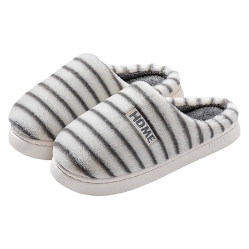 HEONSATI Hausschuhe Damen Winter, Winter Warme Pantoffeln Trendiger Plus Samt Retro Plüschhausschuh Lustig Print Urlaub Slipper Memoryschaum Plüsch Schuh Leichte rutschfeste Pantoffeln von HEONSATI