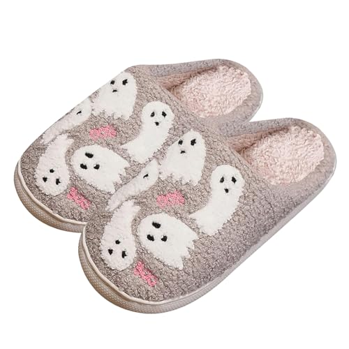 HEONSATI Weihnachten Hausschuhe, Flauschiges Kunstalpaka Urlaub Slipper Plus Samt Retro Plüschhausschuh Winter Warme Plüsch Schuh Unisex Pantoffeln Trendiger Leichte rutschfeste Pantoffeln von HEONSATI
