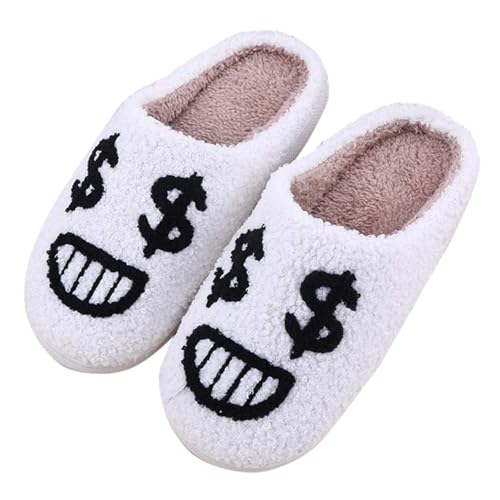 HEONSATI Weihnachten Hausschuhe, Lustig Print Pantoffeln Trendiger Indoor Outdoor Weicherpantoffeln Unisex Plüsch Schuh Memoryschaum Urlaub Slipper Plus Samt Retro Plüschhausschuh von HEONSATI
