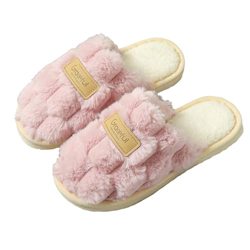 HEONSATI Weihnachten Hausschuhe, Lustig Print Plüsch Schuh Plus Samt Retro Plüschhausschuh Niedliche Flauschige Pantoffeln Trendiger Gemütlich Weiches Urlaub Slipper Leichte rutschfeste Pantoffeln von HEONSATI