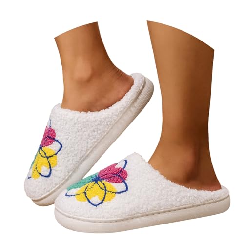 HEONSATI Weihnachten Hausschuhe, Memoryschaum Plüsch Schuh Plus Samt Retro Plüschhausschuh Flauschiges Kunstalpaka Pantoffeln Trendiger Unisex Urlaub Slipper Indoor Outdoor Weicherpantoffeln von HEONSATI