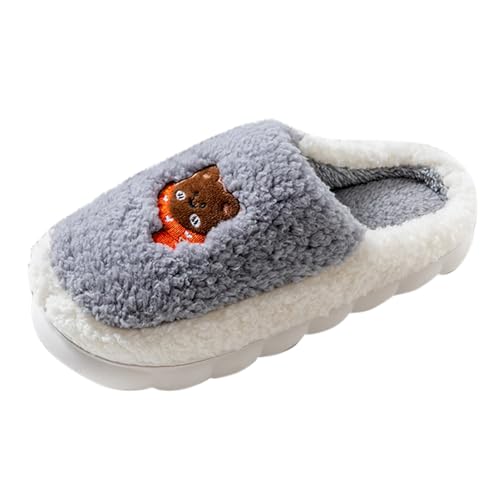 Halloween Hausschuhe, Flauschiges Kunstalpaka Plüsch Schuh Plus Samt Retro Plüschhausschuh Niedliche Flauschige Urlaub Slipper Lustig Print Pantoffeln Trendiger Leichte Rutschfeste Pantoffeln von HEONSATI