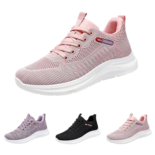 Neue Damen-Sportschuhe, Einfarbig Flache Walkingschuhe Modische Vielseitige Damenschuhe Bequeme und Leichte Freizeitschuhe Rutschfest Atmungsaktive Meshschuhe Weich Turnschuhe Für Gehen Laufen Joggen von HEONSATI