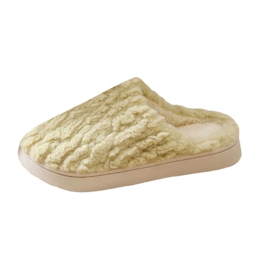 Scuff Hausschuhe Damen, Gemütlich Weiches Urlaub Slipper Indoor Outdoor Weicherpantoffeln Flauschiges Kunstalpaka Plüsch Schuh Lustig Print Pantoffeln Trendiger Leichte Rutschfeste Pantoffeln von HEONSATI