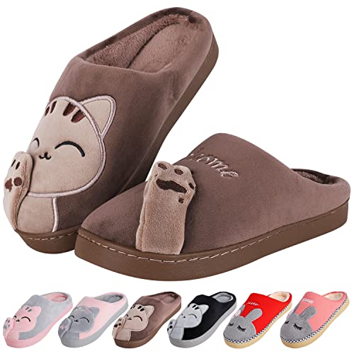 HEPODA Hausschuhe Damen Herren Winter Plüsch Pantoffeln Warme Katze Hausschuhe Unisex Weiche Bequeme Rutschfeste Kuschelhaussschuhe von HEPODA