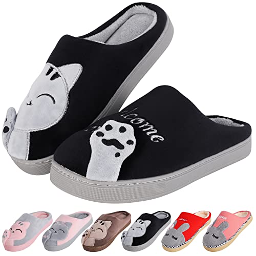 HEPODA Hausschuhe Damen Herren Winter Plüsch Pantoffeln Warme Katze Hausschuhe Unisex Weiche Bequeme Rutschfeste Kuschelhaussschuhe von HEPODA