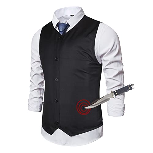 Stichschutzweste, Schutzweste Stichfest für Herren, Schmale Passform, V Ausschnitt, ärmellos, mit 4 knöpfe, für Polizei, Sicherheitsschutz (stichschutzweste) von HEPUBAR