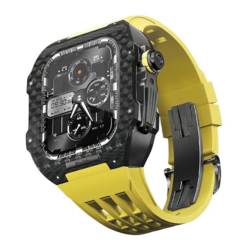 HEPUP Kohlefaser-Gehäuseband für Apple Watch 44/45 mm, Gummi-Armband-Modifikationsset, kompatibel mit iWatch 8, 7, 6, 5, 4, SE-Serie, Upgrade-Modifikation, 45 mm, Achat von HEPUP
