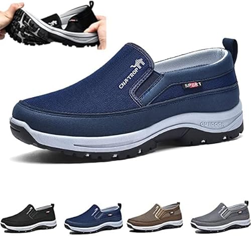 CNA Trop Shoes For Men, Asupwell Shoes, Outdoor Comfort Breathable Orthopedic Shoes Non Slip Canvas Loafers (Color : Blue, Size : 45 EU) von HEPVET