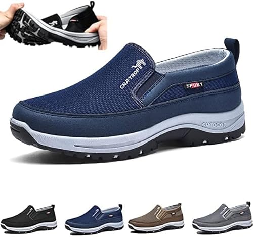 CNA Trop Schuhe f?r Herren, Asupwell Schuhe, Outdoor-Komfort, atmungsaktiv, orthop?dische Schuhe, rutschfeste Canvas-Loafer (Farbe: Blau, Gr??e: 46 EU) von HEPVET
