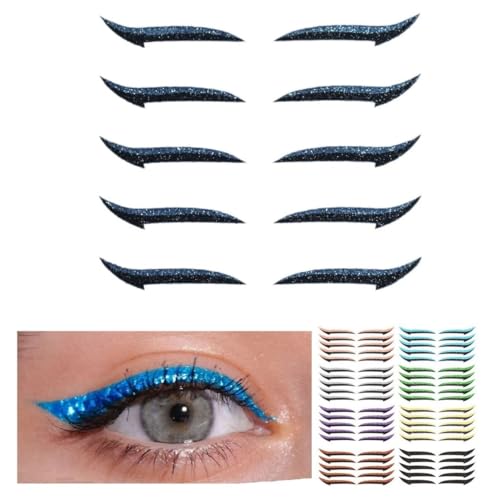 HEPYLAIFU schlupflider stripes unsichtbar Wiederverwendbare glänzende Eyeliner-Aufkleber, doppelte Augenlid-Aufkleber Frauen als Geburtstagsgeschenk (Color : Blu, Size : 10pcs) von HEPYLAIFU