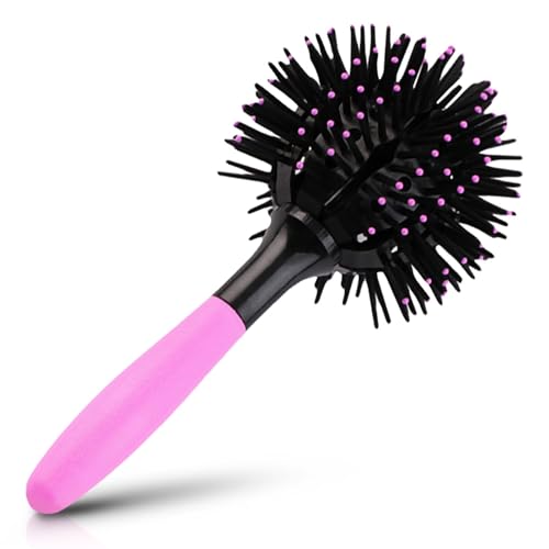 3D Locken Haarbürste, 10,5x21,5cm/4,1x8,5 Zoll 360 Grad Styling ABS Runde Haarbürsten Massage Kamm Kugelförmige Locken Detangling 140℃ Hitzebeständige Haare Kämme Für Frauen Nasses Trockenes Haar von HERCHR