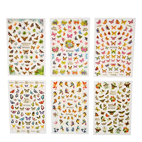 6 Blatt Nagelkunst-Aufkleber Mit Schmetterlingsmuster, Selbstklebende Abziehbilder Für Mädchen Und Frauen, Nagelkunst, DIY-Dekoration von HERCHR