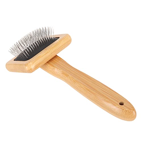 Bambus Bräutigam Slicker Pinsel mit Edelstahlstiften für Haustiere Slicker Pelz Wolle Karding Teppich Kamm Makrame Pinsel Kissen Kurzhaar Haustier Pflege Deshedding (S) von HERCHR