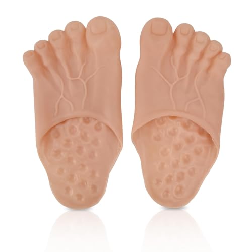 Fuß Hausschuhe, Hobbit Füße Cosplay Hulk Grün Riesenfüße Bigfoot Count Hausschuhe Halloween Cosplay Riesenfüße Zubehör Kostüm Maskerade Requisiten(Braun) von HERCHR