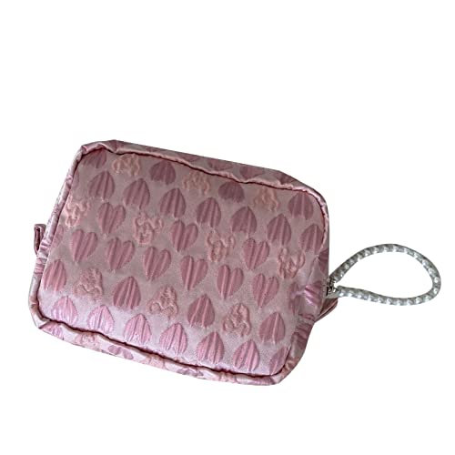 HERCHR Geldbörse, Mädchen-Geldbörse Mit Perlenanhänger, Kleine Geldbörse, Exquisite Mini-Kosmetik-Geldbörse Für Frauen, Tragbare Geldtasche Mit Reißverschluss(Rosa) von HERCHR