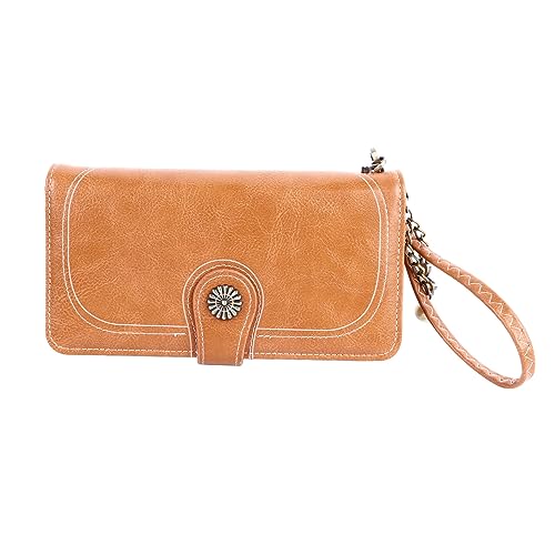 HERCHR Damen-Geldbörse, Leder-Kreditkartenetui, Großes Fassungsvermögen, Dreifach Faltbare Clutch, Handgelenktasche Mit Mehreren Kartenetuis Für Damen(Braun) von HERCHR