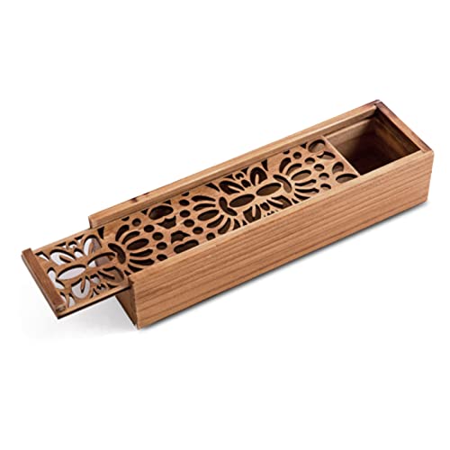 Holzschatulle Schatulle Holz Aufbewahrungsbox, Stiftebox Mit Schiebe-Deckel Holzbox Holzkiste Bleistiftbox Small Storage Organizer Für Das Home School Office,19,5 X 5,6 X 4 Cm von HERCHR