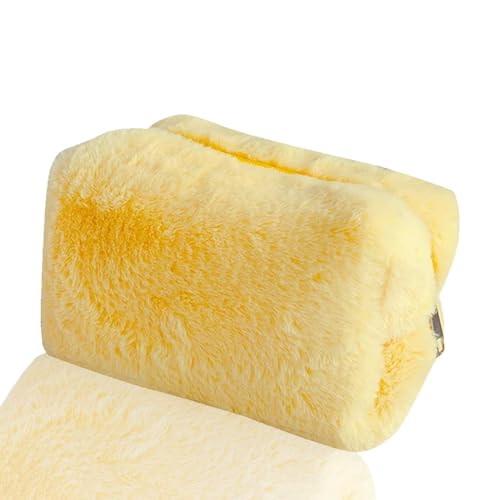 Plüsch-Make-up-Tasche, Kosmetiktasche, Plüsch-Make-up-Tasche, Reißverschluss, groß, einfarbig, Reise-Kulturtasche, Reise-Make-up-Tasche, Waschtasche für Frauen und Mädchen(Gelb) von HERCHR