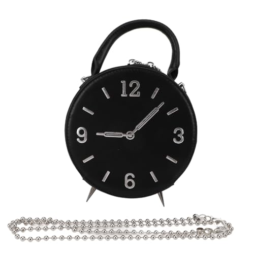 Kleine Umhängetasche, Frauen PU Leder moderne Uhr Handtasche Handy Geldbeutel Sling Crossover -Umhängetasche mit 2 Wayzipper für den täglichen Gebrauch (Schwarz) von HERCHR