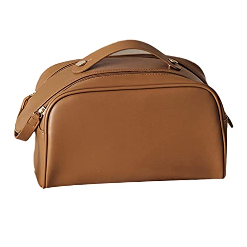 Kosmetiktasche, Großes Fassungsvermögen, Make-up-Tasche, Doppelter Reißverschluss, Tragbar, Reise-Kulturbeutel, Griff, Make-up-Etui, Kosmetiktasche, Organizer Für Camping, Wandern, Reisen(Braun) von HERCHR