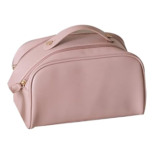 Kosmetiktasche, Großes Fassungsvermögen, Make-up-Tasche, Doppelter Reißverschluss, Tragbar, Reise-Kulturbeutel, Griff, Make-up-Etui, Kosmetiktasche, Organizer Für Camping, Wandern, Reisen(Rosa) von HERCHR