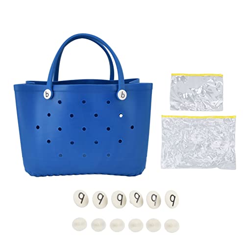 Strandbeutel, einfacher moderner Strandbeutel, waschbare Tasche Eva Material Multifunktion Platz sparen tragbares runde Loch Design Große Handtasche (Blue) von HERCHR