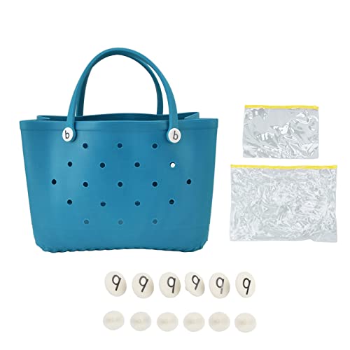 Strandbeutel, einfacher moderner Strandbeutel, waschbare Tasche Eva Material Multifunktion Platz sparen tragbares runde Loch Design Große Handtasche (Cyan) von HERCHR