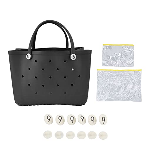 Strandbeutel, einfacher moderner Strandbeutel, waschbare Tasche Eva Material Multifunktion Platz sparen tragbares runde Loch Design Große Handtasche (Gray) von HERCHR